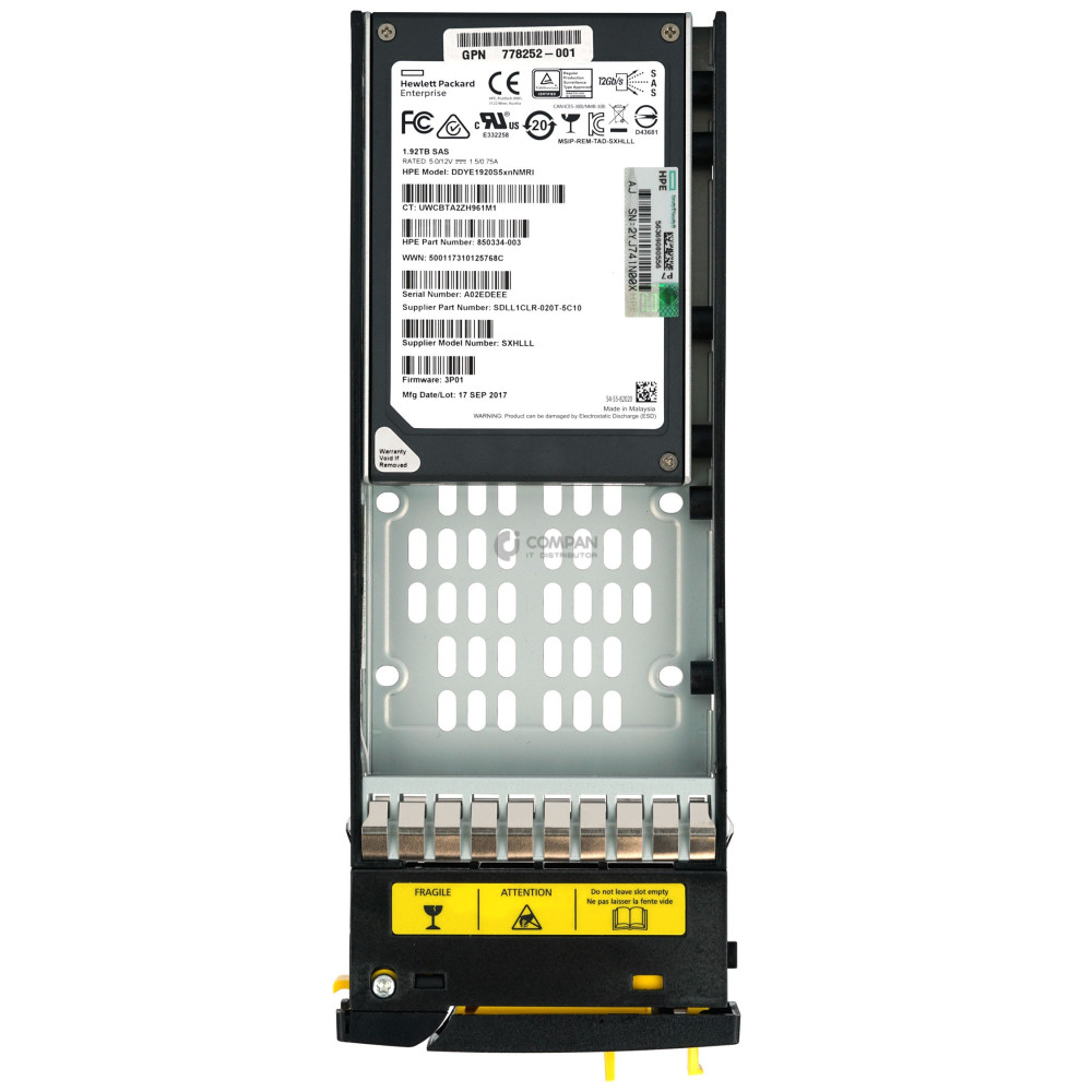 E7Y57A HP 1.92TB 6G SAS 2.5 CMLC SSD HDD HOT-SWAP 3PAR 778180-001, 778252-001, 762770-003